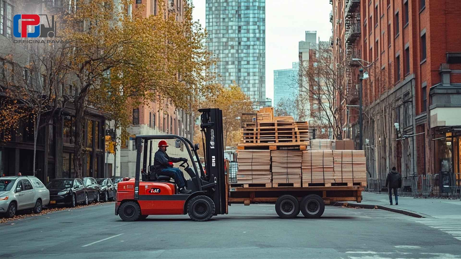 Carrello elevatore circola su strada