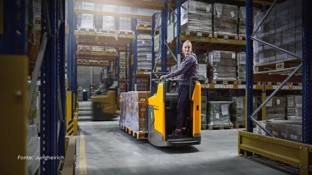 Transpallet uomo a bordo